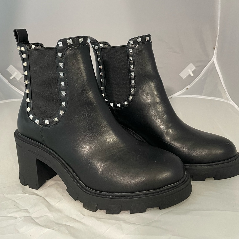 BCBG Studded Black Ankle Boots